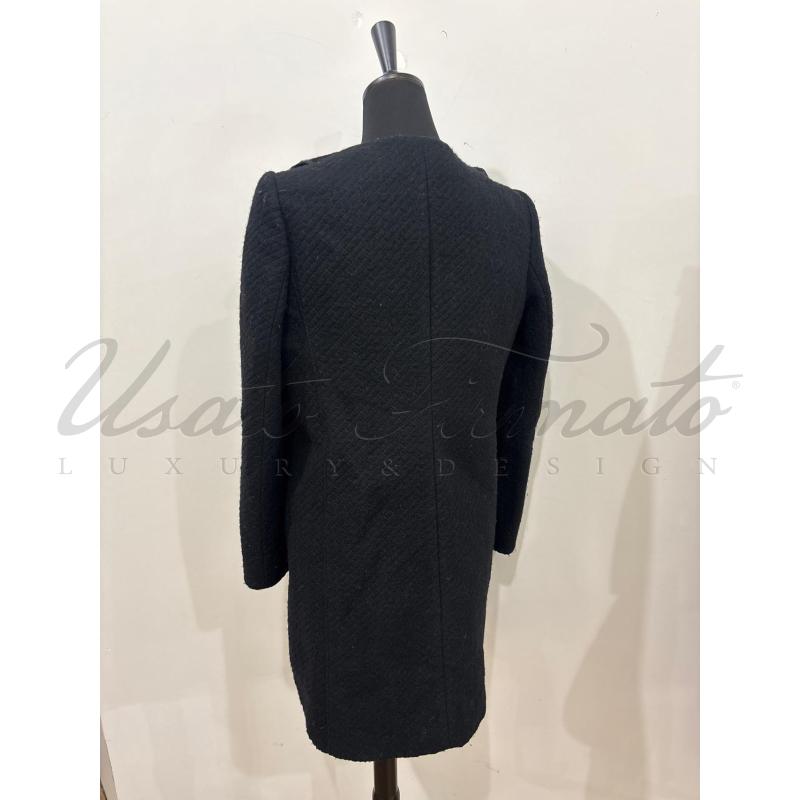 CAPPOTTO DONNA EMPORIO ARMANI NERO ROUCHES | Mercatino dell'Usato Roma parioli 3