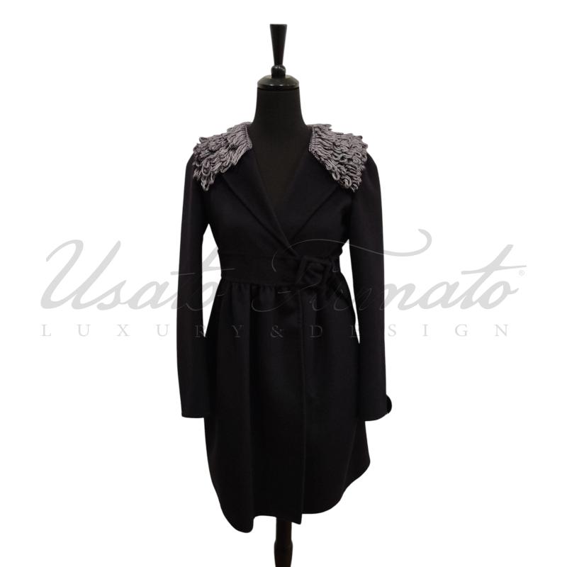 CAPPOTTO DONNA ERMANNO SCERVINO ANGORA BLU TG 42 | Mercatino dell'Usato Roma parioli 1