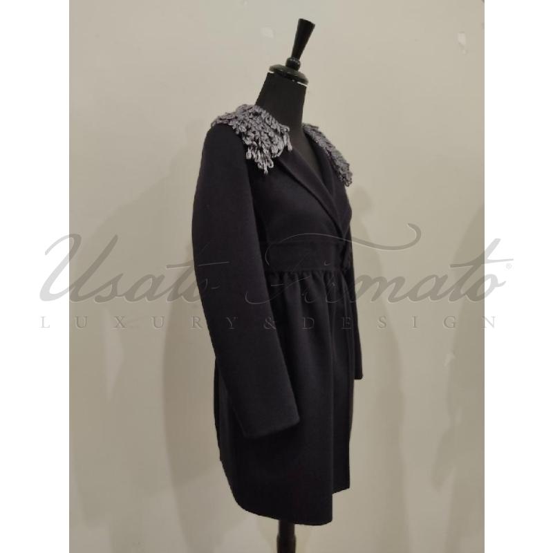 CAPPOTTO DONNA ERMANNO SCERVINO ANGORA BLU TG 42 | Mercatino dell'Usato Roma parioli 2