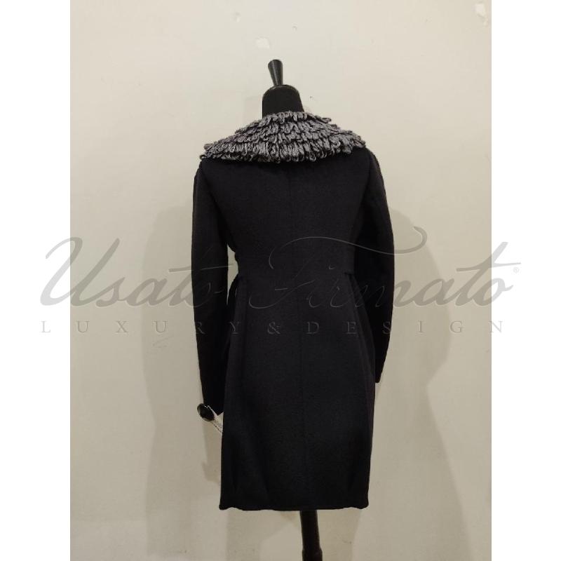 CAPPOTTO DONNA ERMANNO SCERVINO ANGORA BLU TG 42 | Mercatino dell'Usato Roma parioli 3