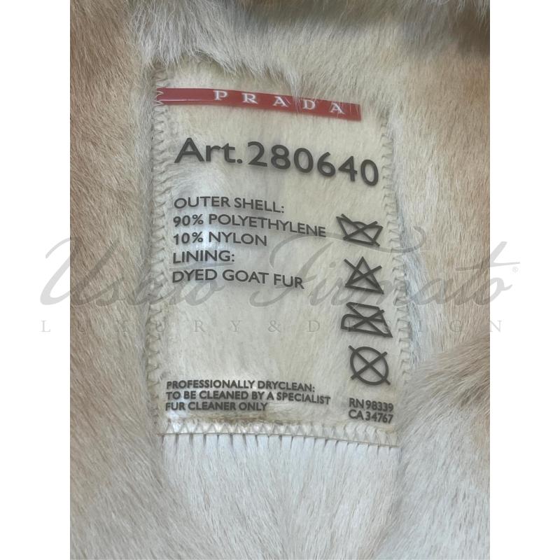 CAPPOTTO DONNA PRADA NYLON BEIGE PELLICCIA TG 46 | Mercatino dell'Usato Roma parioli 4