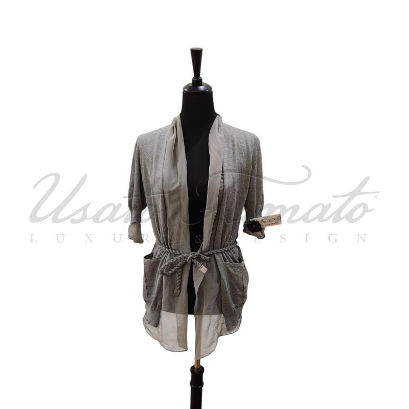 CARDIGAN DONNA BRUNELLO CUCINNEL GRIGIO SETA TG M | Mercatino dell'Usato Roma parioli 1
