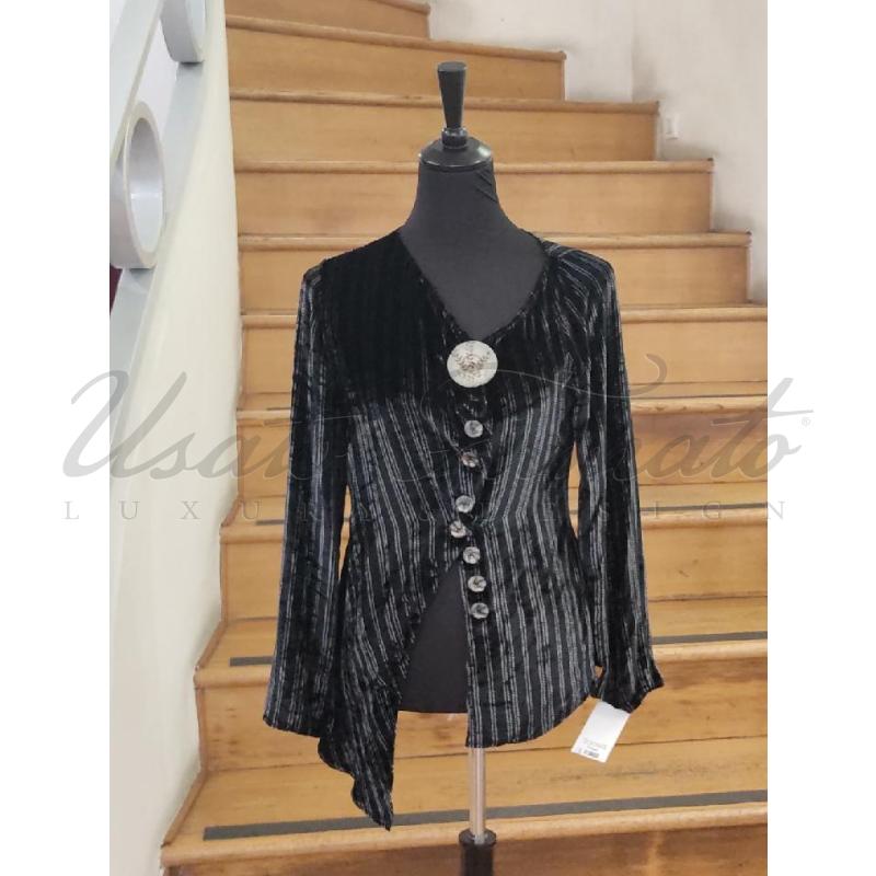 CARDIGAN DONNA GIORGIO ARMANI VELLUTO NERO TG 44 | Mercatino dell'Usato Roma parioli 1
