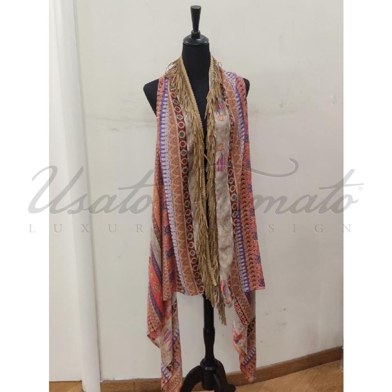 CARDIGAN DONNA MUCHO FRANGE CAMOSCIO | Mercatino dell'Usato Roma parioli 1