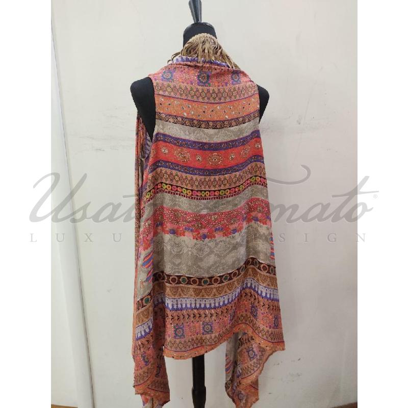 CARDIGAN DONNA MUCHO FRANGE CAMOSCIO | Mercatino dell'Usato Roma parioli 3