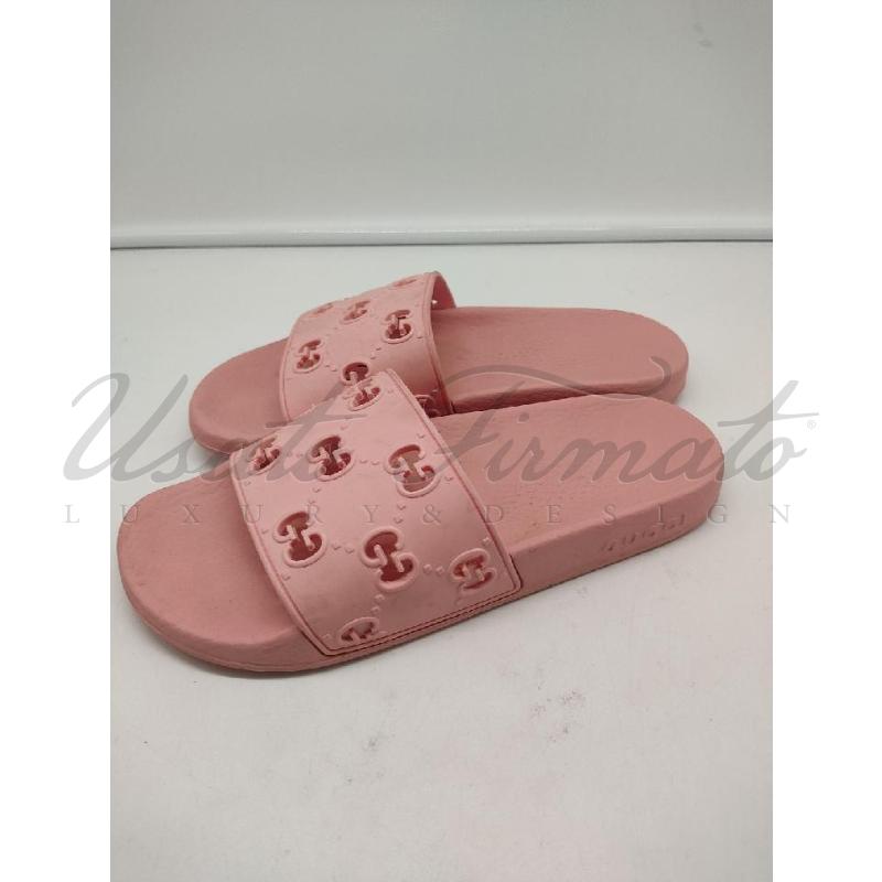 CIABATTE DONNA GUCCI ROSA GG GOMMA  | Mercatino dell'Usato Roma parioli 2