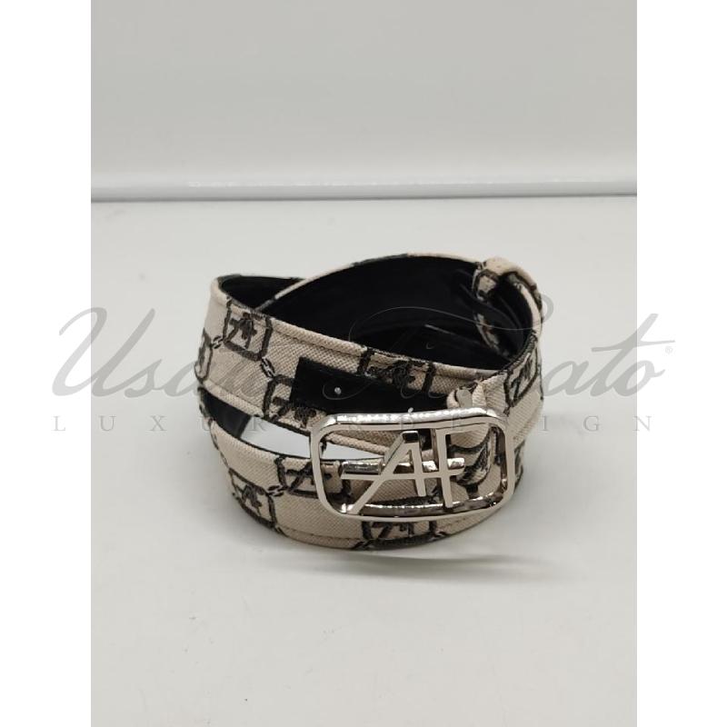 CINTURA DONNA ALBERTA FERRETTI BEIGE TELA PELLE TG. M | Mercatino dell'Usato Roma parioli 1