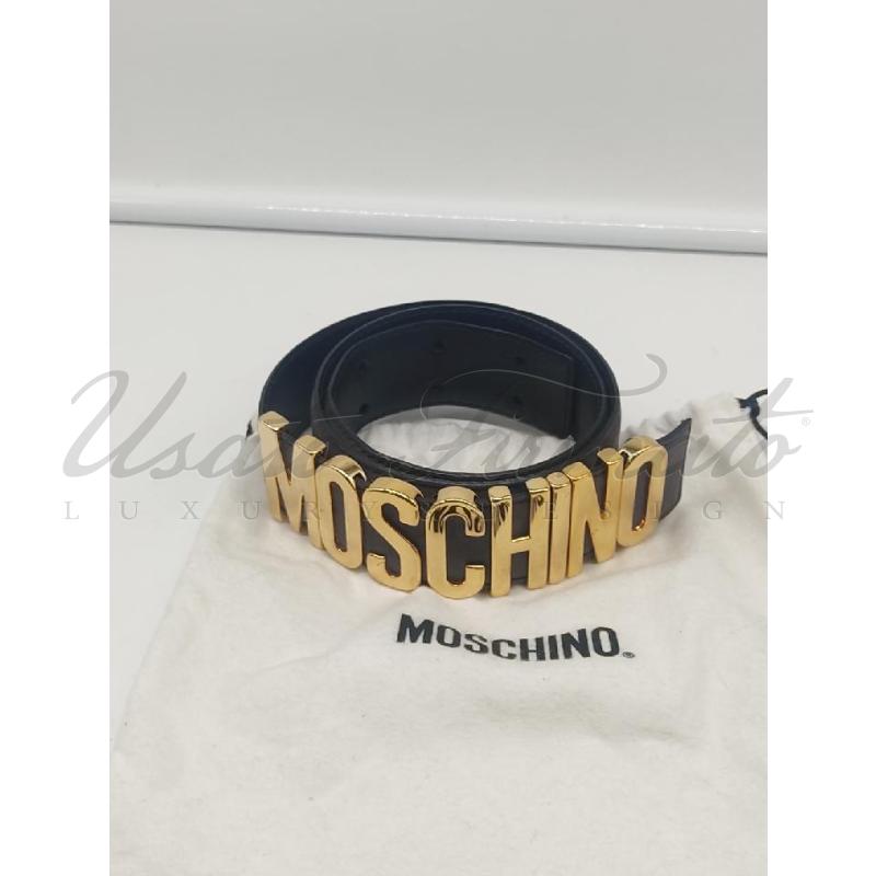 CINTURA DONNA MOSCHINO PELLE GRIGIA E ORA | Mercatino dell'Usato Roma parioli 1
