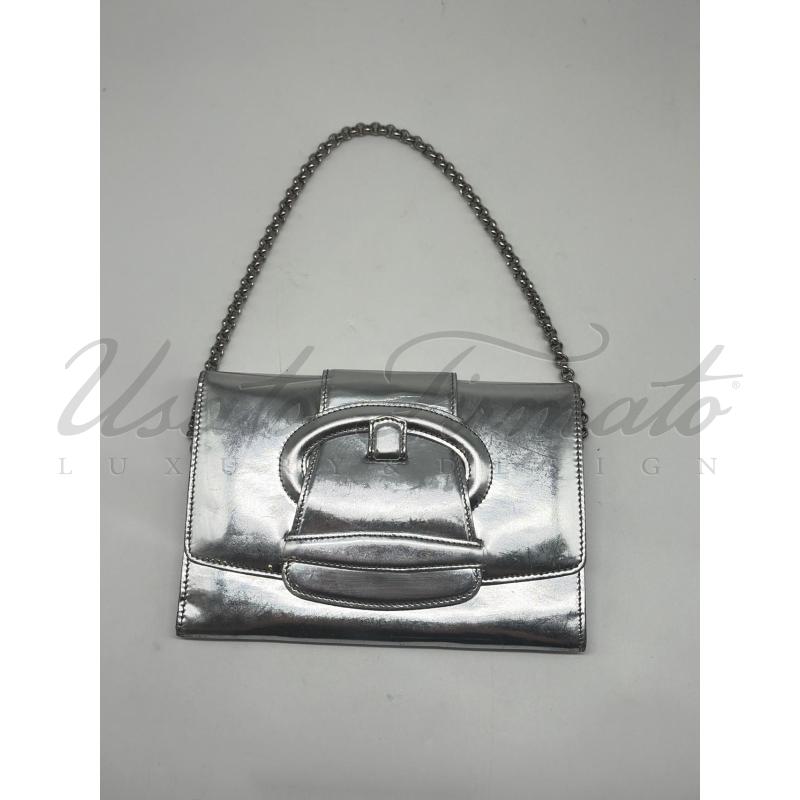 CLUTCH SERGIO ROSSI ARGENTO SILVER   | Mercatino dell'Usato Roma parioli 1