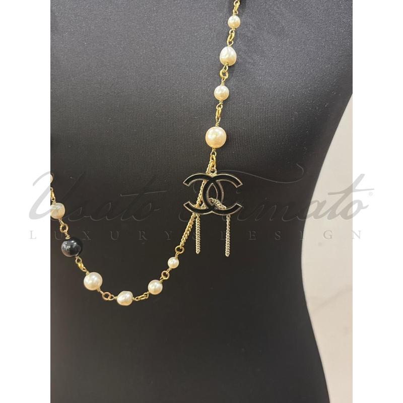 COLLANA CHANEL CC PERLE BICOLORE  | Mercatino dell'Usato Roma parioli 2