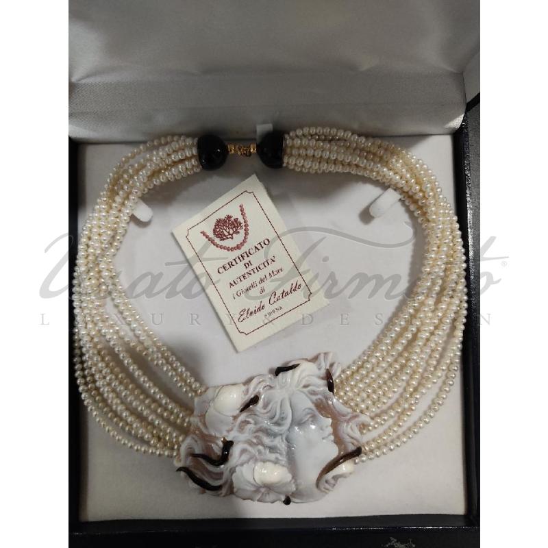 COLLANA PERLE BIANCHE CAMEO | Mercatino dell'Usato Roma parioli 2