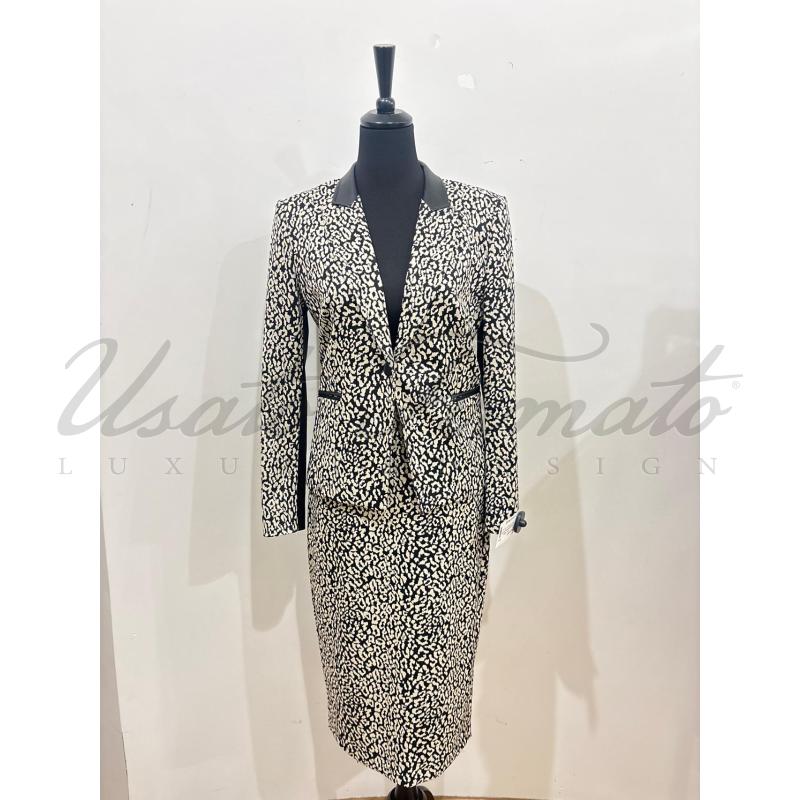 COMPLETO DONNA BLUMARINE LEOPARDATO NERO BEIGE TG 42 | Mercatino dell'Usato Roma parioli 1