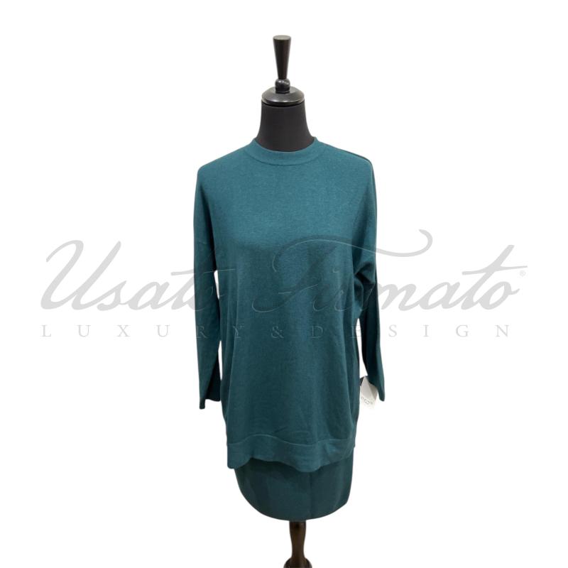 COMPLETO DONNA BRUNELLO CUCINELLI CASHMERE VERDE TG S | Mercatino dell'Usato Roma parioli 1