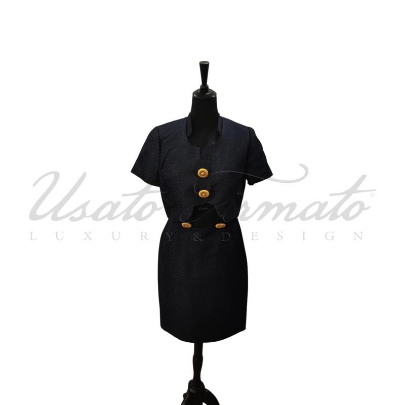 COMPLETO DONNA GAI MATTIOLO BLU BOTTONI ORO TG 44 | Mercatino dell'Usato Roma parioli 1
