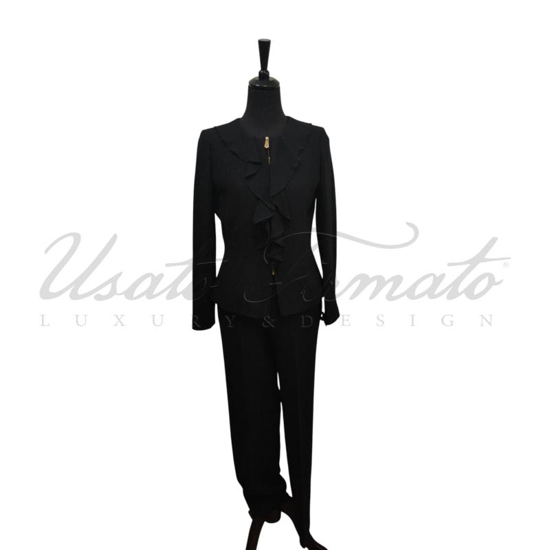 COMPLETO DONNA LUISA SPAGNOLI NERO ROUCHES TG 42 | Mercatino dell'Usato Roma parioli 1
