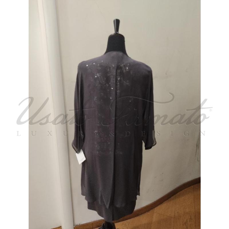 COMPLETO LUISA SPAGNOLI TOP CARDIGAN GRIGIO PAILLETTES TG M | Mercatino dell'Usato Roma parioli 3