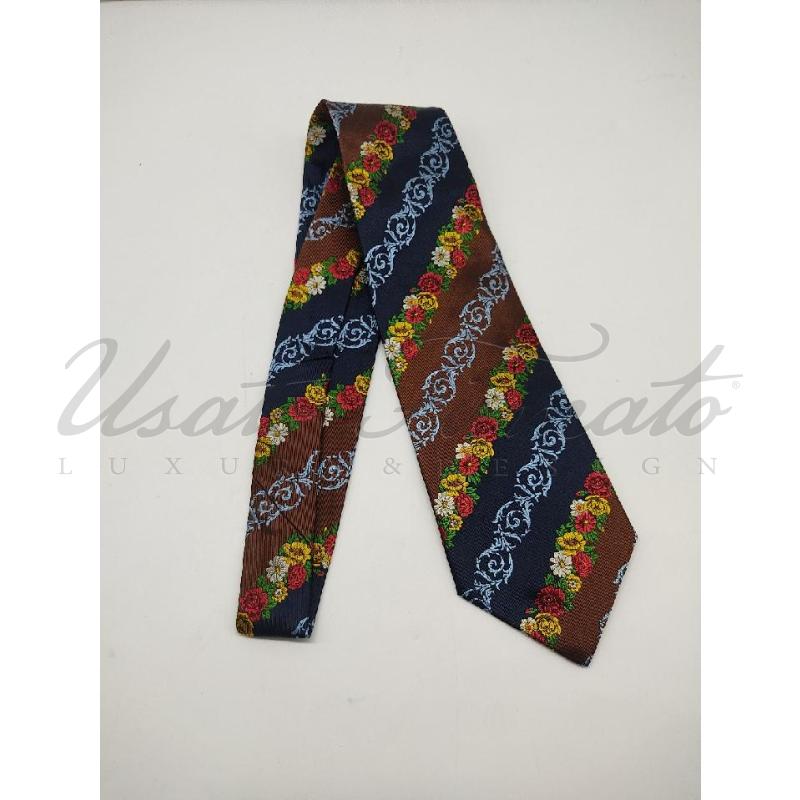 CRAVATTA FENDI MARRONE BLU FIORI  | Mercatino dell'Usato Roma parioli 3