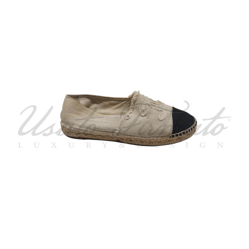 ESPADRILLAS CHANEL BEIGE TELA MG29762 TG.37 | Mercatino dell'Usato Roma parioli 1