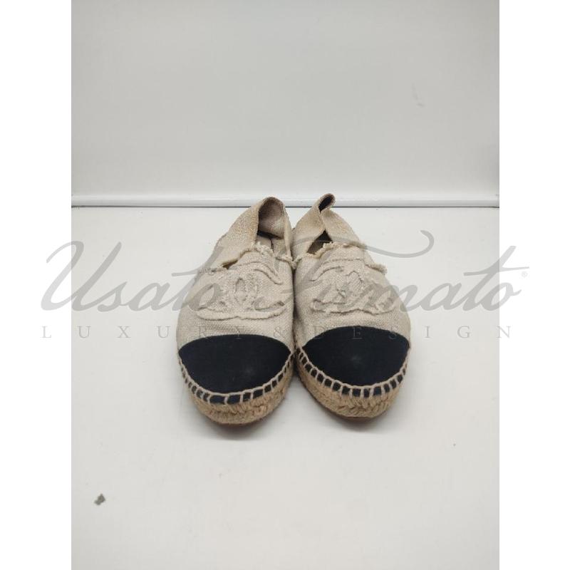 ESPADRILLAS CHANEL BEIGE TELA MG29762 TG.37 | Mercatino dell'Usato Roma parioli 2