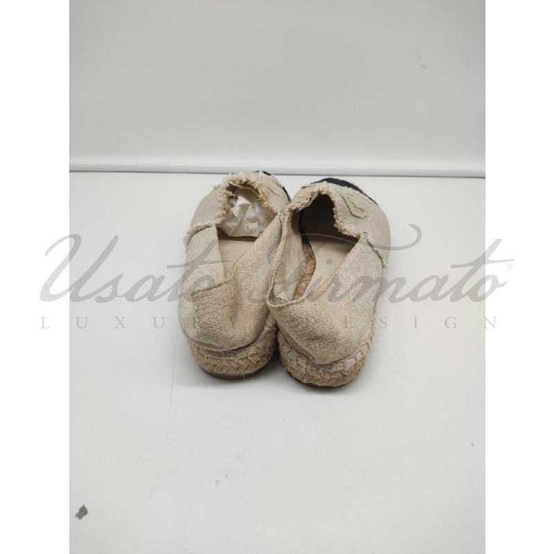ESPADRILLAS CHANEL BEIGE TELA MG29762 TG.37 | Mercatino dell'Usato Roma parioli 3