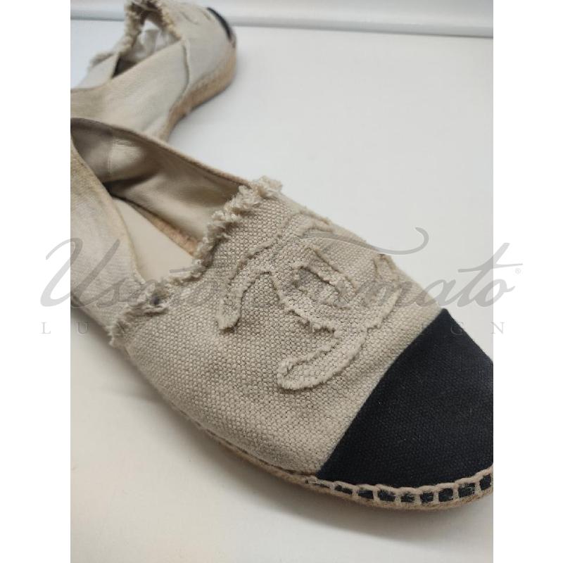 ESPADRILLAS CHANEL BEIGE TELA MG29762 TG.37 | Mercatino dell'Usato Roma parioli 5