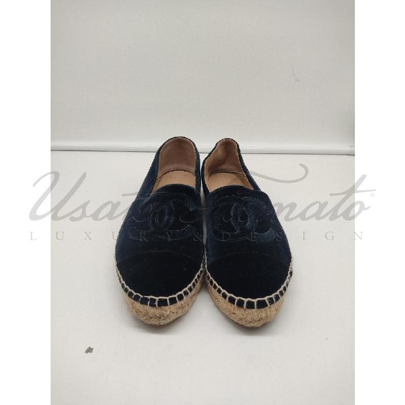 ESPADRILLAS CHANEL BLU NAVY VELLUTO ZG29762 TG.37 | Mercatino dell'Usato Roma parioli 2