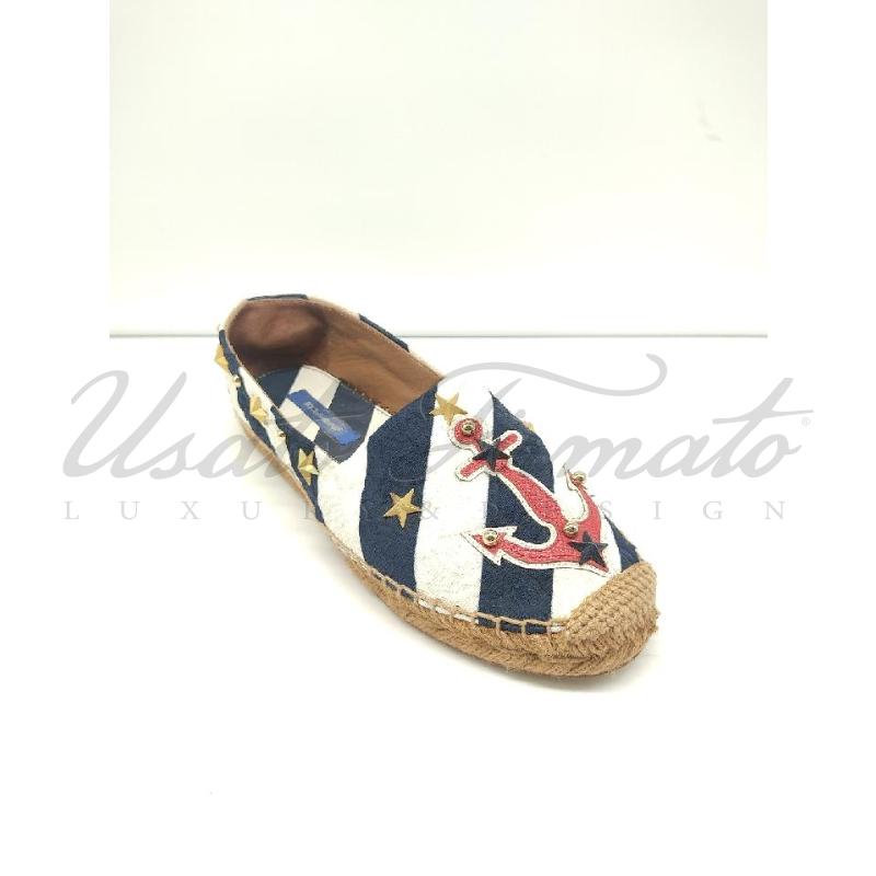 ESPADRILLAS DONNA DOLCE&GABBANA BIANCO BLU RIGHE  TG. 37 | Mercatino dell'Usato Roma parioli 1