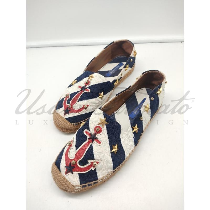 ESPADRILLAS DONNA DOLCE&GABBANA BIANCO BLU RIGHE  TG. 37 | Mercatino dell'Usato Roma parioli 2