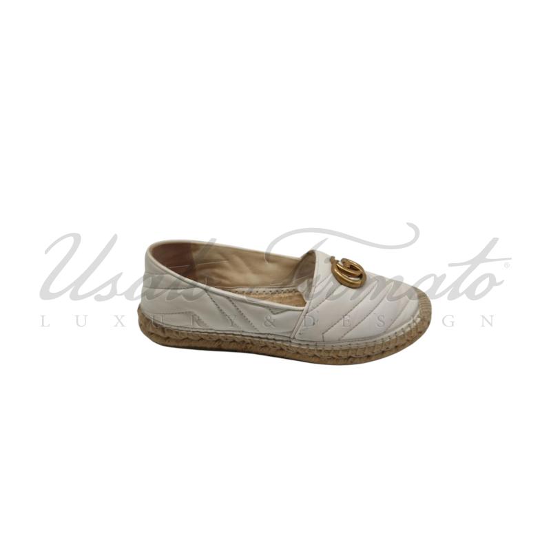 ESPADRILLAS DONNA GUCCI GG BIANCHE PELLE TG 37 | Mercatino dell'Usato Roma parioli 1