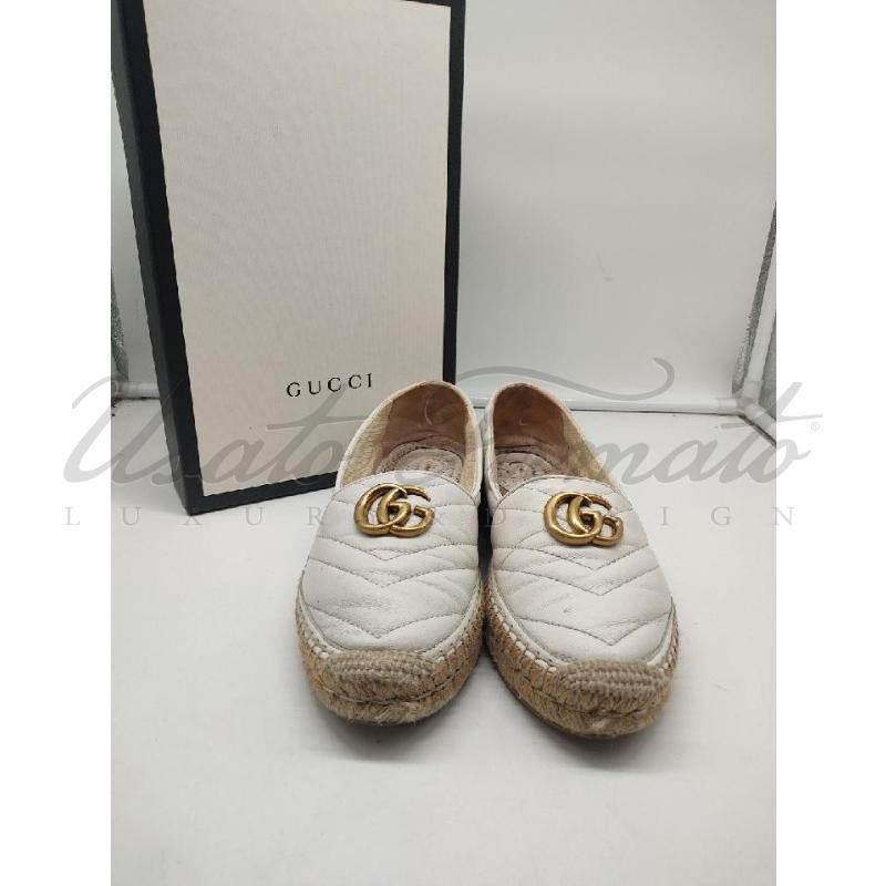 ESPADRILLAS DONNA GUCCI GG BIANCHE PELLE TG 37 | Mercatino dell'Usato Roma parioli 2