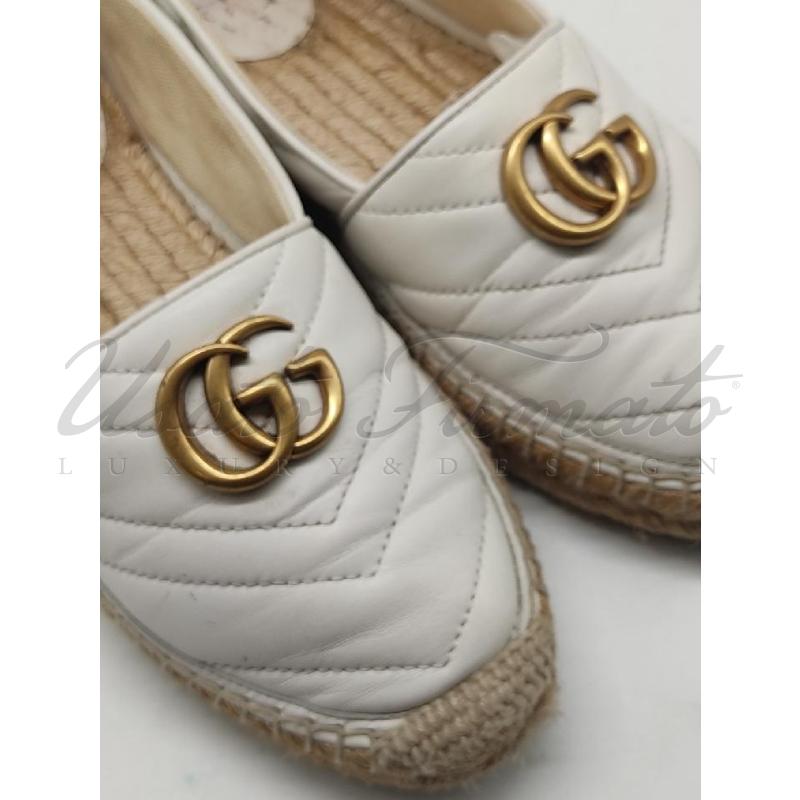 ESPADRILLAS DONNA GUCCI GG BIANCHE PELLE TG 37 | Mercatino dell'Usato Roma parioli 4