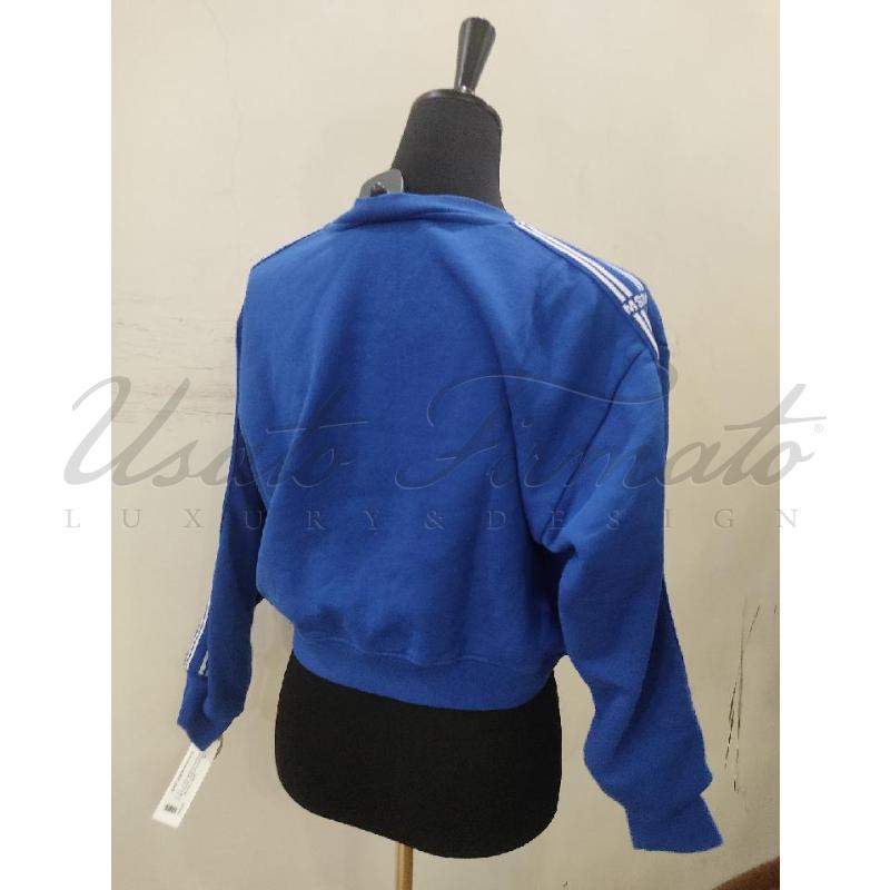 FELPA DONNA MSGM BLU BIANCA CROP TG S  | Mercatino dell'Usato Roma parioli 3