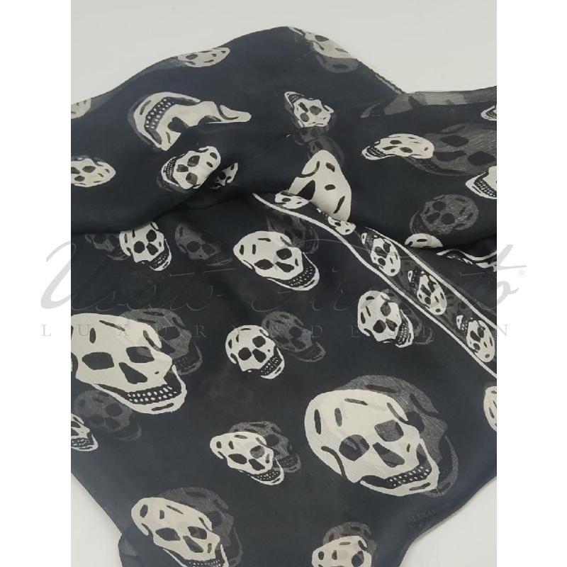 FOULARD ALEXANDER MCQUEEN NERO TESCHI SETA  | Mercatino dell'Usato Roma parioli 1