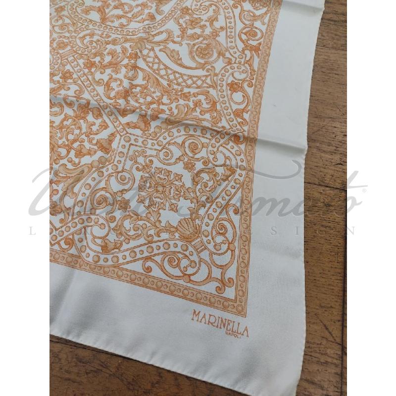 FOULARD E. MARINELLA BIANCO ARANCIO FANTASIA  | Mercatino dell'Usato Roma parioli 2