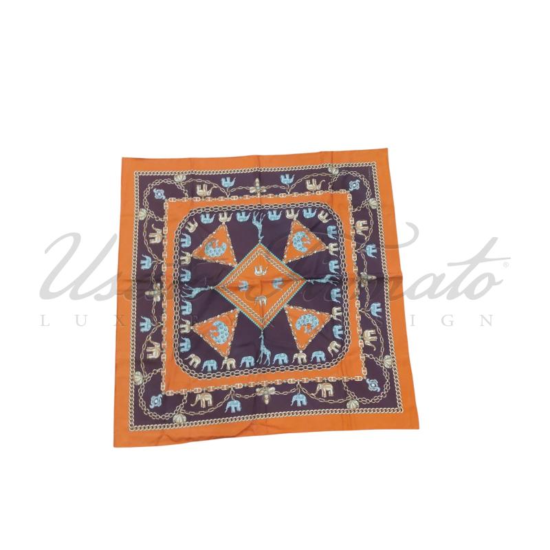 FOULARD MARINELLA ARANCIONE ELEFANTI  | Mercatino dell'Usato Roma parioli 1