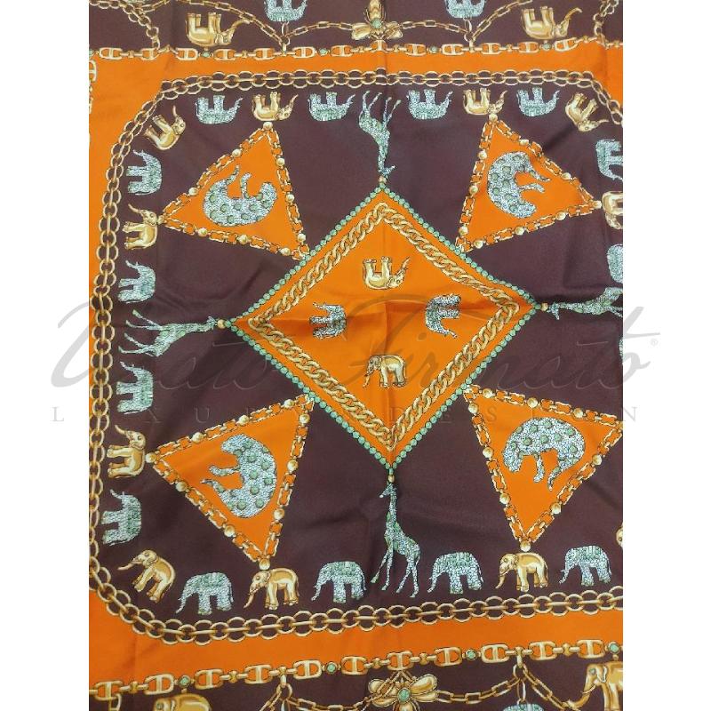 FOULARD MARINELLA ARANCIONE ELEFANTI  | Mercatino dell'Usato Roma parioli 2