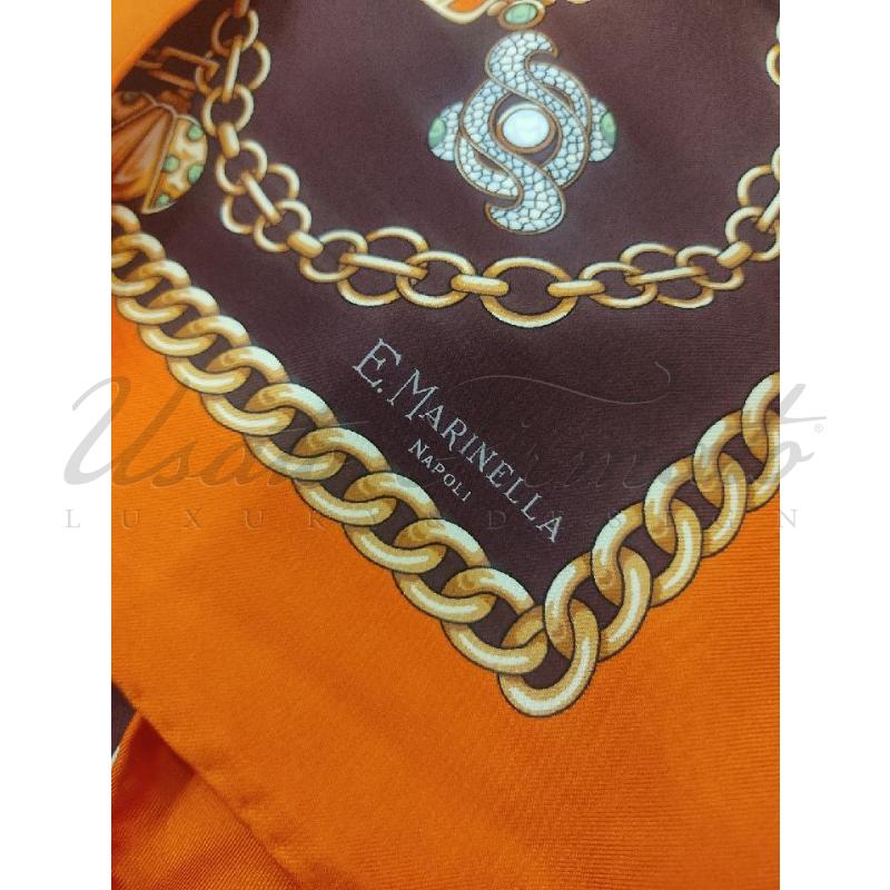 FOULARD MARINELLA ARANCIONE ELEFANTI  | Mercatino dell'Usato Roma parioli 3