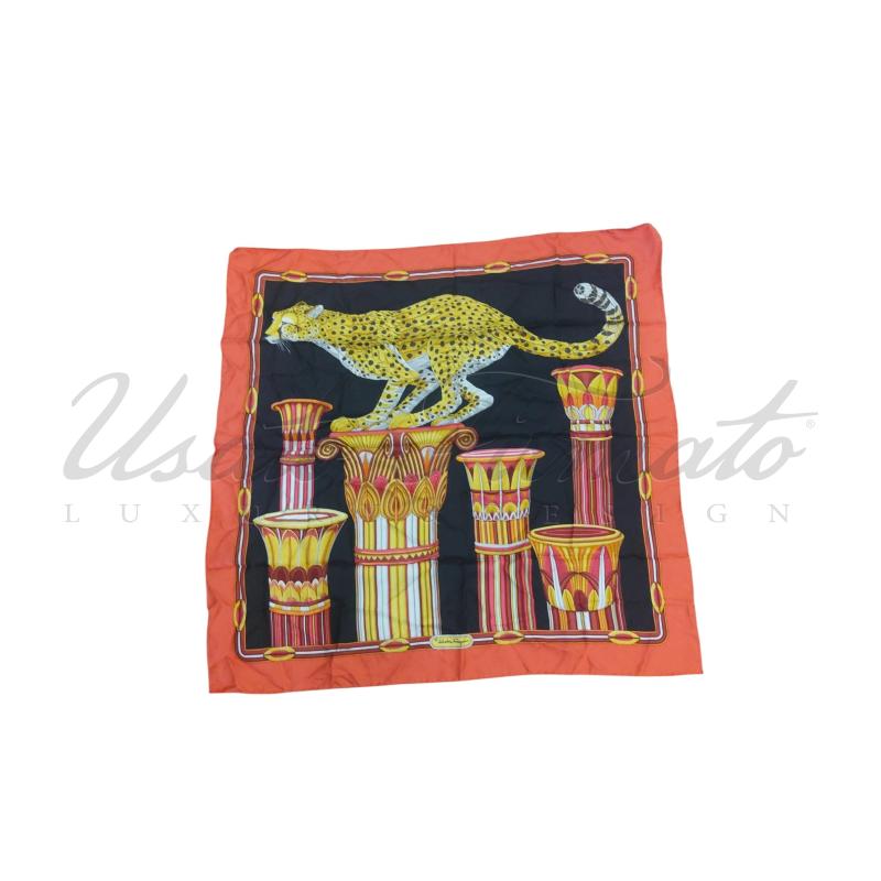 FOULARD SALVATORE FERRAGAMO NERO PANTERA | Mercatino dell'Usato Roma parioli 1