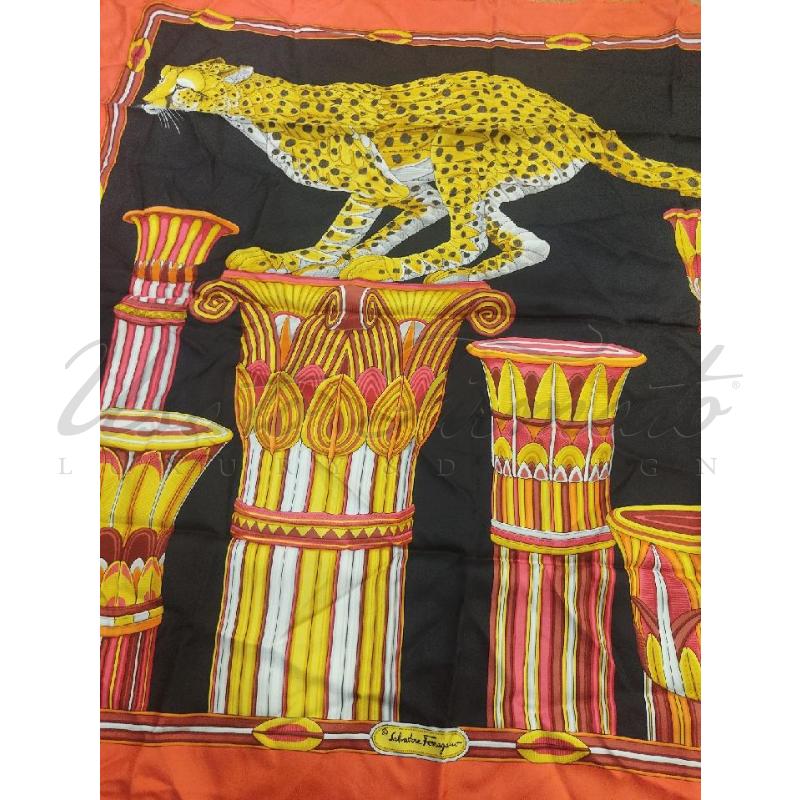 FOULARD SALVATORE FERRAGAMO NERO PANTERA | Mercatino dell'Usato Roma parioli 3