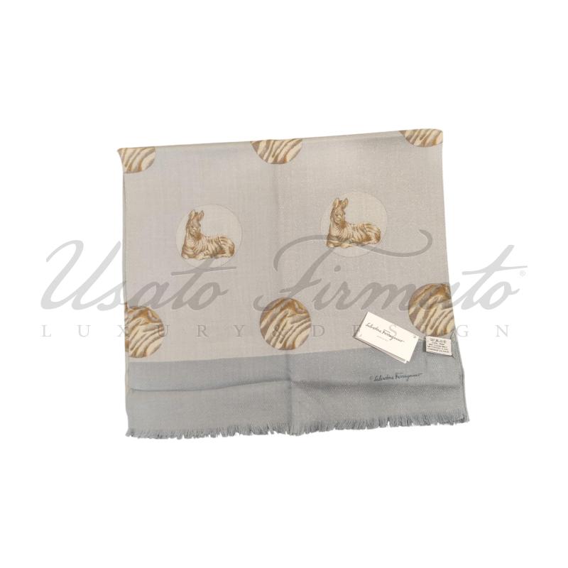 FOULARD SALVATORE FERRAGAMO ZEBRA GRIGIO  | Mercatino dell'Usato Roma parioli 1