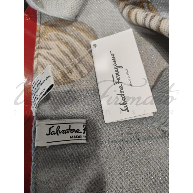 FOULARD SALVATORE FERRAGAMO ZEBRA GRIGIO  | Mercatino dell'Usato Roma parioli 4