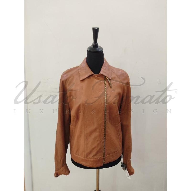 GIACCA DONNA BORBONESE MARRONE PELLE TG. 44 | Mercatino dell'Usato Roma parioli 1