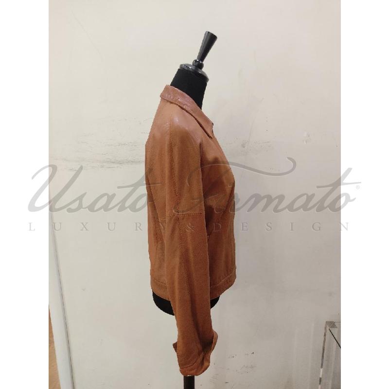 GIACCA DONNA BORBONESE MARRONE PELLE TG. 44 | Mercatino dell'Usato Roma parioli 2