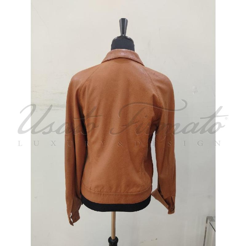 GIACCA DONNA BORBONESE MARRONE PELLE TG. 44 | Mercatino dell'Usato Roma parioli 3