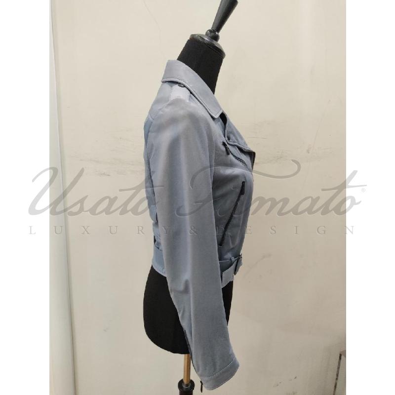 GIACCA DONNA BOTTEGA VENETA AZZURRO CHIODO PELLE TG. 38 | Mercatino dell'Usato Roma parioli 2