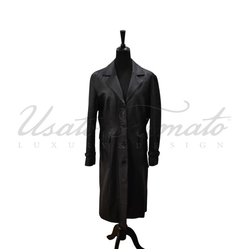 GIACCA DONNA DANDY NERA PELLE LUNGA TG. 48 | Mercatino dell'Usato Roma parioli 1