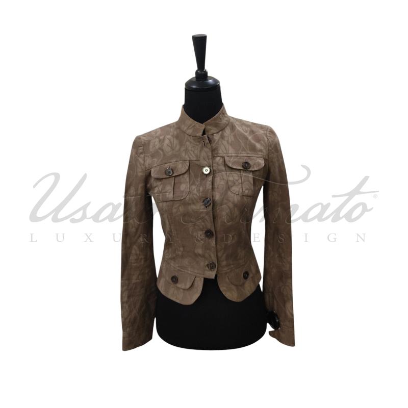 GIACCA DONNA ETRO BEIGE SCURO FOGLIE TG. 40 | Mercatino dell'Usato Roma parioli 1