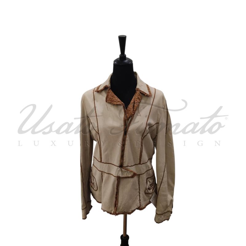 GIACCA DONNA JACOB BE PELLE BEIGE TG 46 | Mercatino dell'Usato Roma parioli 1