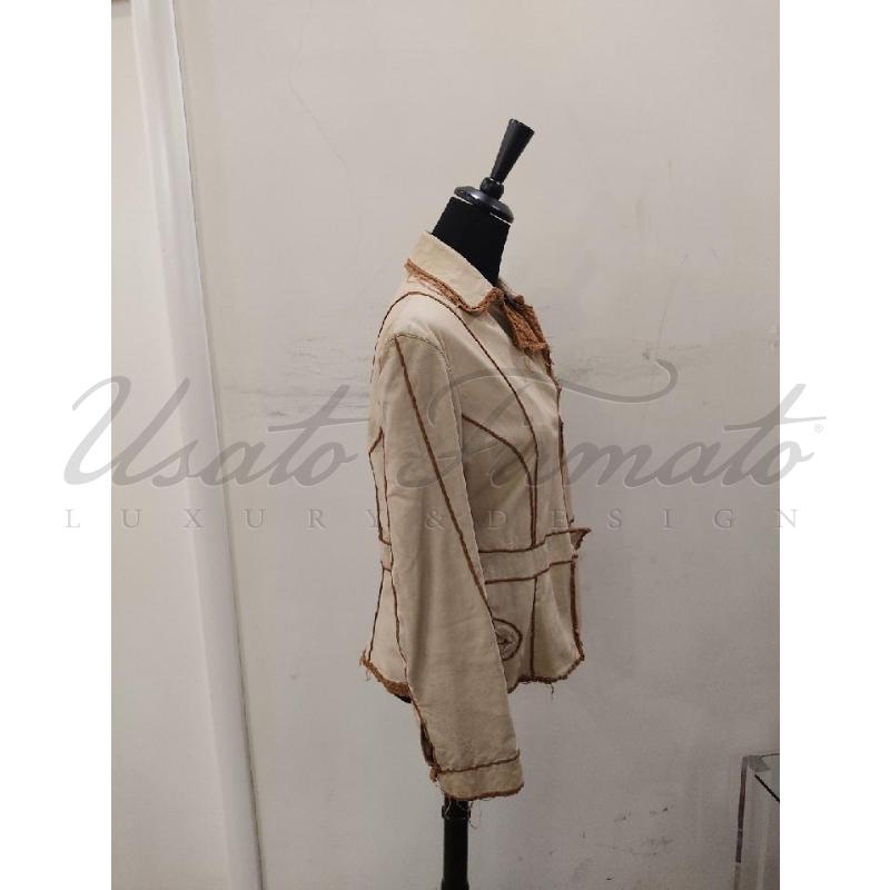 GIACCA DONNA JACOB BE PELLE BEIGE TG 46 | Mercatino dell'Usato Roma parioli 2