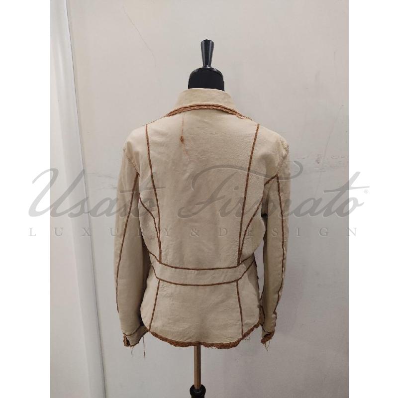 GIACCA DONNA JACOB BE PELLE BEIGE TG 46 | Mercatino dell'Usato Roma parioli 3